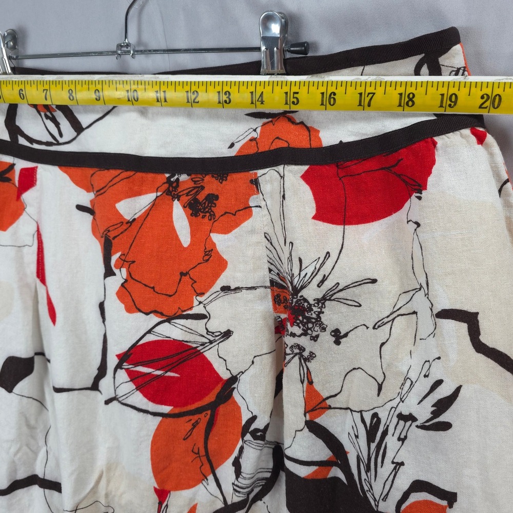 Cato Skirt 18/20W Linen Blend Floral Orange A-Line Knee Length Vintage Inspired - Picture 5 of 11